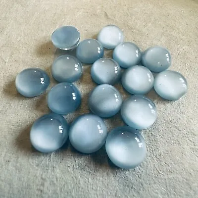 B452 Vintage Glass Cabochons 15mm Light Blue Moonstone Round Unfoiled (16) • $4.99