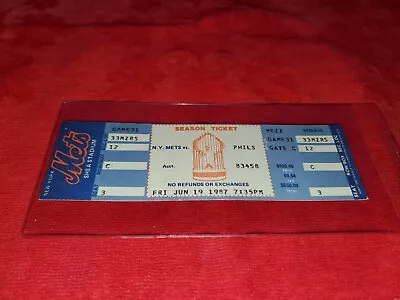 Vintage New York Mets Vs Phillies Jun 19th 1987 Full Ticket • $12.99