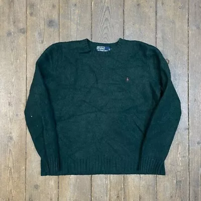 Ralph Lauren Polo Knitted Jumper Knit Wool Rabbit Hair Sweater Green Womens XL • £40