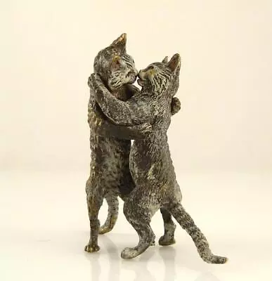 Old Franz Bergmann Vienna KISSING CATS Cold Painted Bronze Brass Loving • $299.99