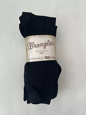 Women’s Wrangler Black Crew Socks 6 Pairs Assorted Patterns Shoe Size 6-9 • $18.99