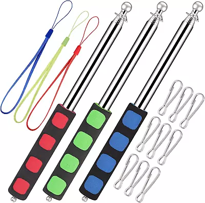 3pcs Telescopic Flag Pole Portable Telescopic Pole For Camping With Lanyard And • £13.32