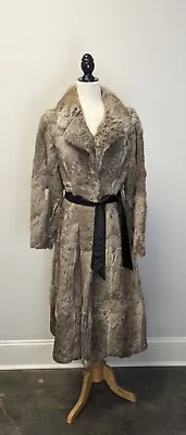 Vintage Asian-Mongolian Sz S Genuine Rabbit Furs Full Length Fur Coat With Belt • $275