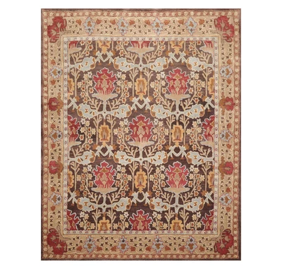 $374.99 • Buy 7'9  X 9'9  William Morris Handmade 100% Wool Oriental Area Rug Brown Beige 8X10