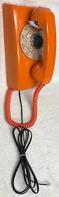Vintage 1970s ITT Model A/B 554 Series ORANGE Rotary Dial Wall Mount Telephone • $69.19