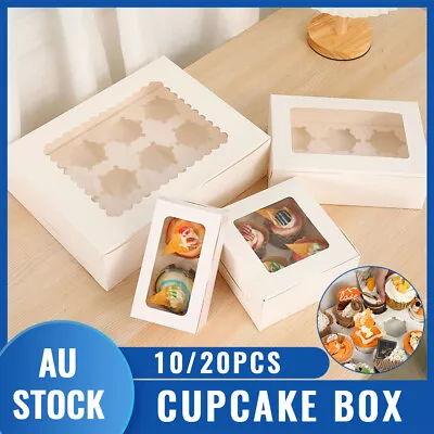 Cupcake Box 2/4/6/12 Holes Window Face Muffin Wedding Party Gift Cup Cake Boxes • $19.59