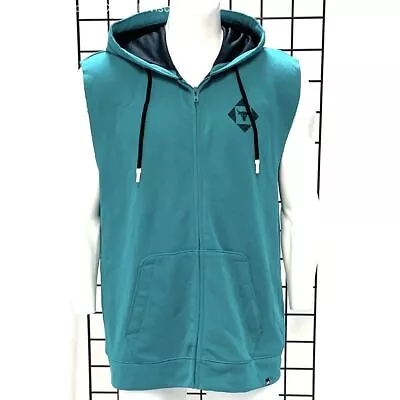 Men's NWT Under Armour Green Sleeveless French Terry Hoodie Sz 2XL • $19.99