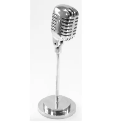 Silver Aluminium Retro Style Silver Tone Microphone Ornament • £49.99
