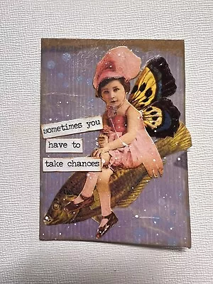 TAKE A CHANCE ATC ACEO Original Art Card Mixed Media Collage Art OOAK Card • $5