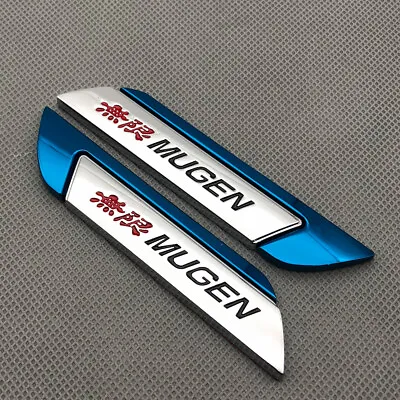 Pair Door Side Metal MUGEN Badge Blue Chrome Sport Fender Emblem Sticker 3D Logo • $9.99