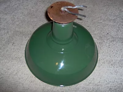 Vintage 14” Gas Station Green Porcelain Pendant Barn Industrial Light • $90