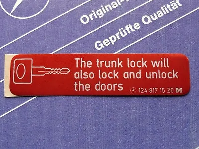Genuine Mercedes Sticker  Trunk Lock   For W126 W124 W123 W108 W109 W201 • $21.90