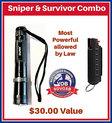 Sniper Stun Gun LED Light & Survivor Pepper Spray Most Powerful Allowed In USA • $19.75