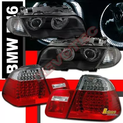 99 00 01 BMW E46 4DR 325i 328i 330i Halo Projector Headlights + LED Tail Lights • $387.95