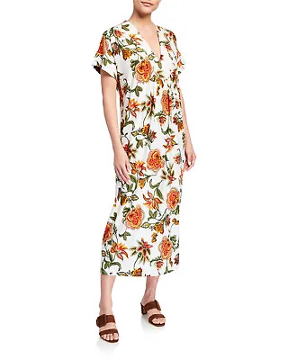 Melissa Masse Tunic Dress V Neck Floral Soft Slip Summer Dress Relaxed • $29.99