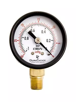 1-1/2  Utility Vacuum Pressure Gauge - Blk.Steel 1/8  NPT Lwr. Mnt. -30HG/0PSI • $4.81