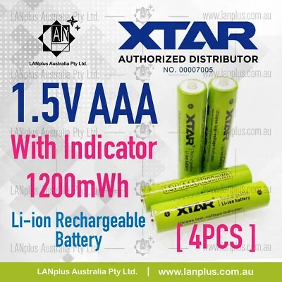 4x XTAR 1.5V AAA Battery Rechargeable Lithium Battery 1200mWh With Indicator • $28.99