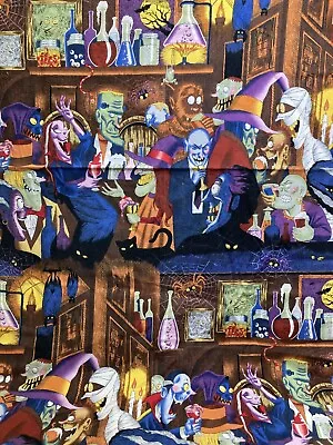 £19.57 • Buy Alexander Henry Fabric Halloween Monster Science Lab Cotton 2 Scraps 13  X 27 