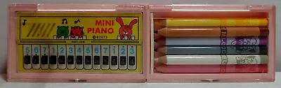 MELODY VTG 80's MINI PIANO IN PINK 8'' MUSICAL PENCIL CASE W/ PENCILS TAIWAN • $27.99