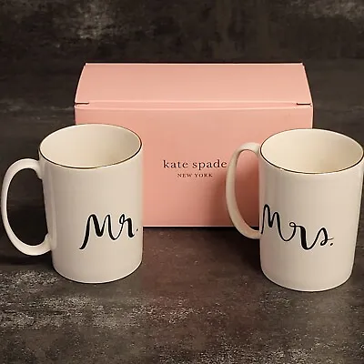 KATE SPADE Lenox Bridal Party Mr. Mrs. Mug Coffee Tea Gift Cup Set 2 Wedding  • £37.46