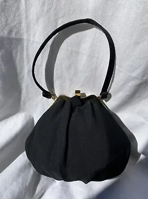 Morris Moskowitz Mini Black Satin Evening Bag 1940s • $30
