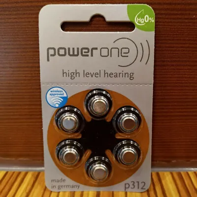 Power One Zinc Air High Level Hearing Batteries 6 Pk PR41/P312 1.4V Exp 07/2022 • $9.95