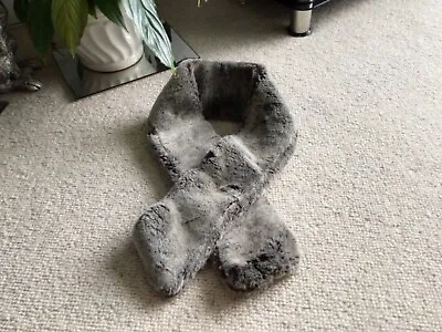 M & S Warm Grey Faux Fur Scarf With Magnetic Connection • £2.99