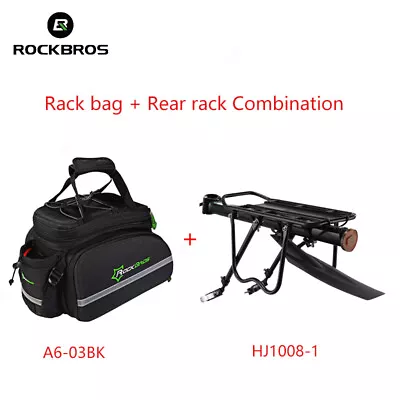 ROCKBROS MTB Bike Trunk Rack Bag Pannier&Rear Rack With Fender Quick Release • $99.66