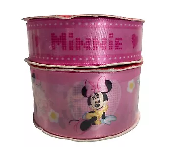 Vintage Wrights Disney Mickey Collection Minnie Mouse Pink Ribbon Lot X2 Spools • $11.89