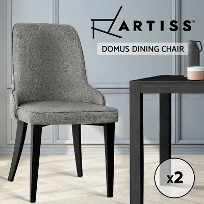 $144.96 • Buy Artiss 2x Dining Chairs Domus Linen Fabric Chair Retro Vintage Steel Legs Grey