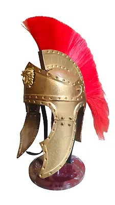 Medieval Brass Praetorian Knight Roman Helmet With Crest Red Plume Best Gift • $117.84
