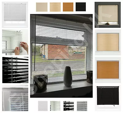 PVC Venetian Blinds Window Blind Home Office Easy Fit Wood Wooden Grain Effects • £7.95