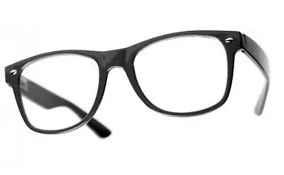 CLEAR LENSE GLASSES Black Wayfare Geek Nerd Retro Vintage Eye  Glasses 60s 80s • £2.95