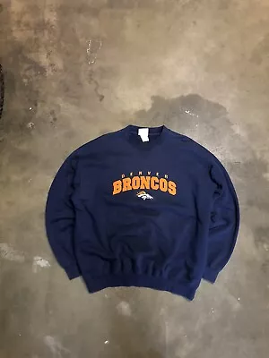 Vintage Denver Broncos Sweatshirt NFL Football Mens Navy Blue Pullover Crewneck • $25