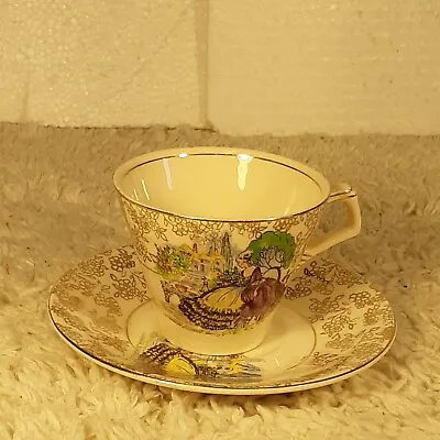 Antique 1870-1900 H & K Tunstall Hollinshead & Kirkham Victorian Lady Cup Saucer • $149.99