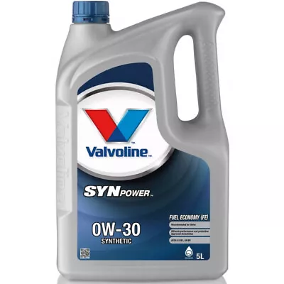 0w30 Fully Synthetic Valvoline SynPower FE 0W30 5 Litre Engine Oil - 874310 • £38.08