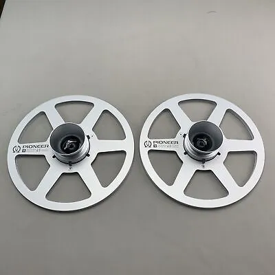 One Pair Pioneer Silvery 10.5 1/4 '' Tape Reel + Nab Adapter For Tape Recorder • $165