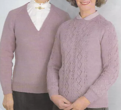 Knitting Pattern To Make Ladies V & Round Neck Raglan Sweaters 4ply 34-46 • £1.99