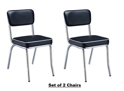 $204.98 • Buy 2 Retro Dining Chairs Set Chrome Vinyl Vintage Diner Style Seat Kitchen Classic