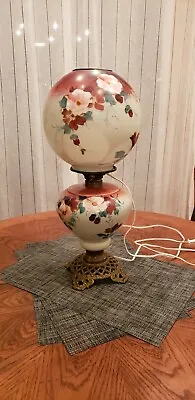 Stunning Antique/Vintage GWTW Handpainted Globe Lamp With 3 Settings • $199