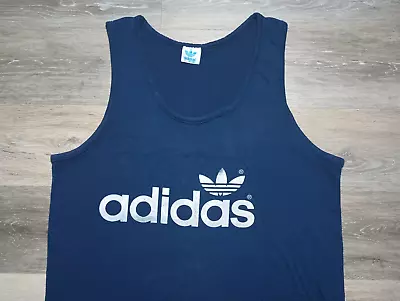 1980s Adidas Trefoil Vtg Tank Top 2 Sided T Shirt Hip Hop Beastie Boys Rap 20x28 • $29.99