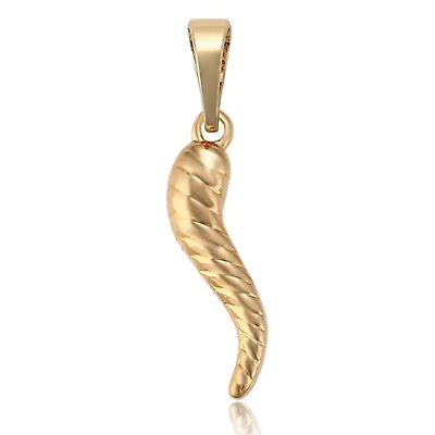 18ct Yellow Gold Filled Italian Cornicello Horn Of Plenty Pendant Charm Gift UK • £5.99