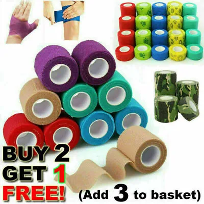 Self-stick Medical Tape Color Wrap Wrist Ankle First Aid Sports Cohesive Bandage • £2.30