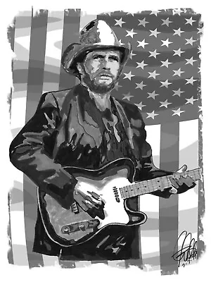 Merle Haggard Guitar Country Music Poster Print Wall Art 8.5x11 • $10.79