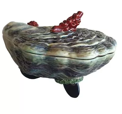 Vintage Casa Pupo Portugal Majolica Palissy Oyster Muscles Lidded Bowl W/- Spoon • £142.17
