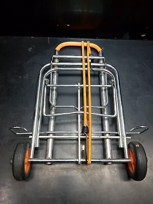 Folding Hand Truck Luggage Tank Cart Small Dolly Orange Bungee Cord Foldable 3' • $25.66