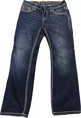 ROCK REVIVAL Size 34 Men's Bruno Boot Cotton Denim Blue Jeans • $59.99
