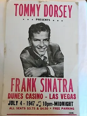 Tommy Dorsey Presents Frank Sinatra Dunes Casino Las Vegas Concert Poster 14x22  • $28.87
