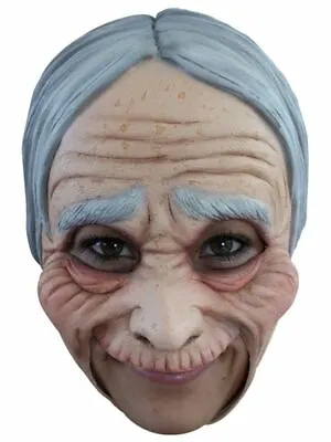 Old Lady Woman Chinless Head Mask With Chinstrap Latex Horror Halloween • £12.49