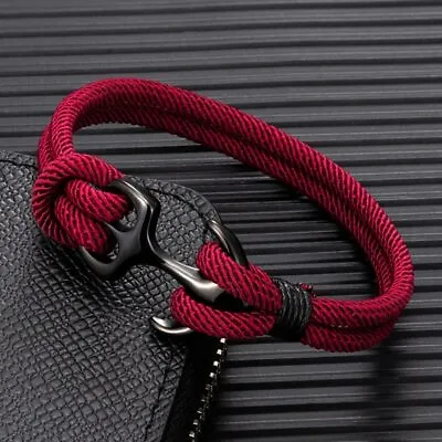 Rope Bracelets Anchor Bracelet Double Strand Stainless Steel Survival Bangles • $7.39